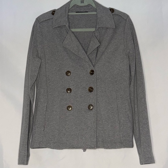 Banana Republic Double-Breasted Heather Gray Knit Blazer Size S/M EUC - Picture 1 of 5